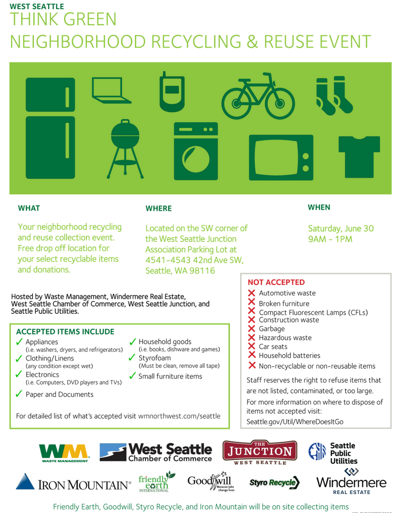 West Seattle reuse and recycle collection event set for June 30